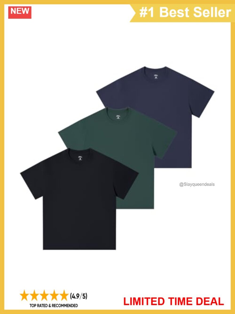 Men's Oversized Heavyweight Cotton T-Shirt Loose Fit Crew Neck Drop Shoulder Tee